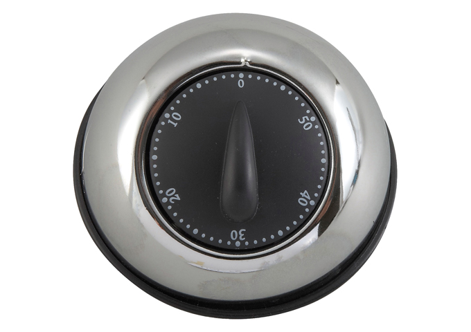 Mechanical Timer, Long Ring, Stainless Steel | White Stone