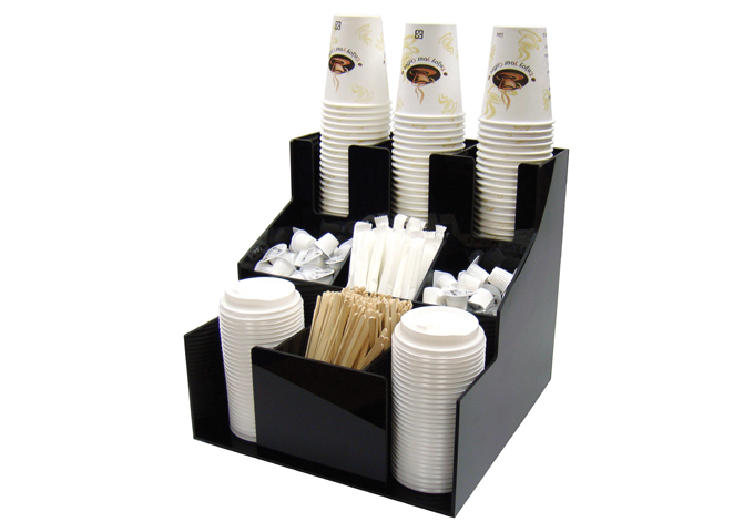 Cup & Lid Organizer, 3 Tiers, 3 Stacks | White Stone