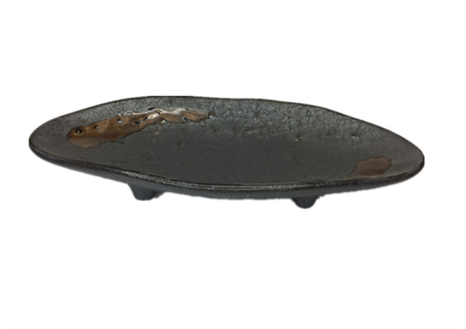 11-1/2'' X  5'' Grey Four Legged Plate | White Stone