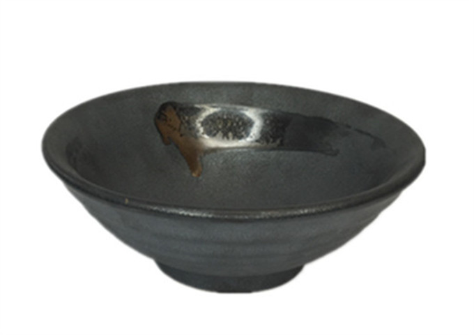 10'' Ceramic Grey Ramen Bowl | White Stone