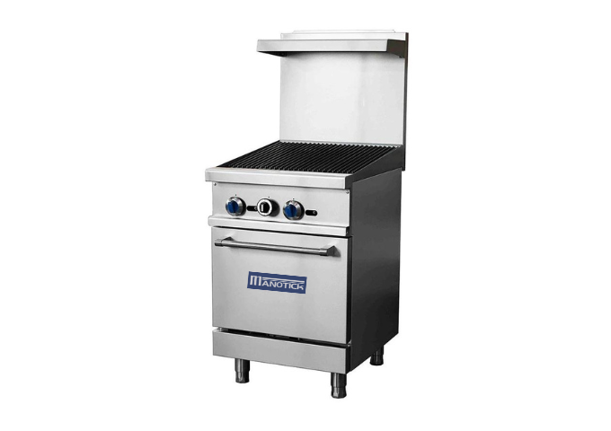Manotick MT-R24-24CB Natural Gas 24'' Charbroiler with Standard Oven -93,000 BTU | White Stone