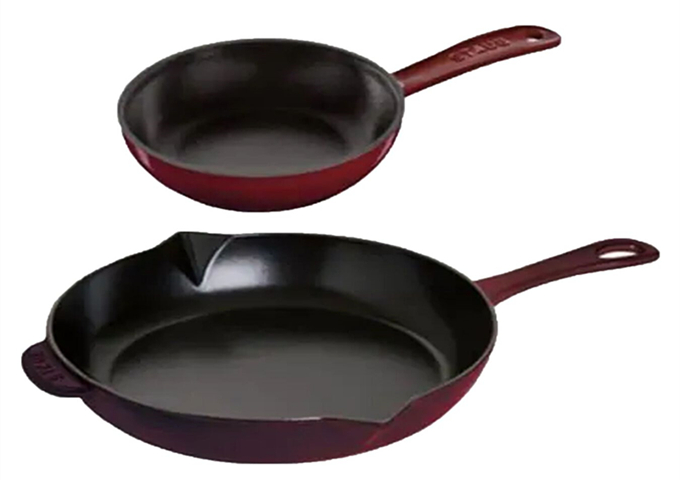 STAUB PANS 2 PIECE CAST IRON FRY PAN SET | White Stone