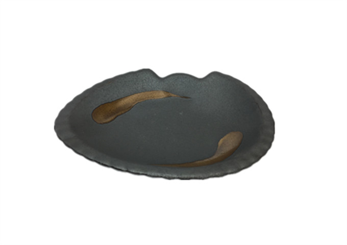 7-3/4'' X 5-3/4''  Ceramic Grey Shell Plate | White Stone