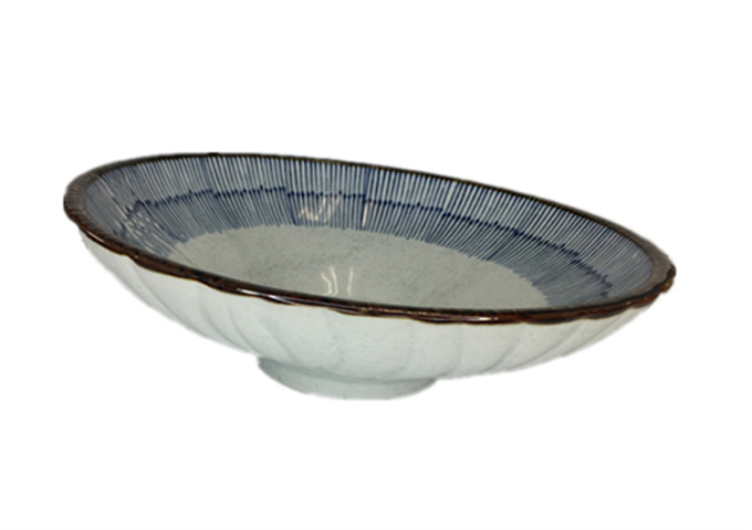 10'' Diameter x 3" High Ceramic Soup Bowl, Blue Rain | White Stone