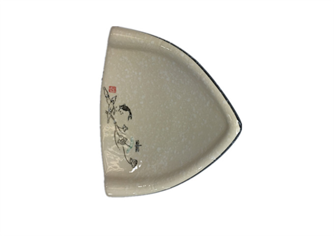 7-3/4'' Ceramic Triangle Plate | White Stone