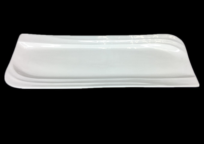 18-1/2"  X 6-3/4'' Ceramic White Plates, Tide-JLD | White Stone