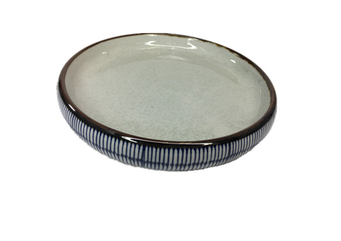 10'' Diameter x 1-1/8" High Ceramic Plate, Blue Rain | White Stone