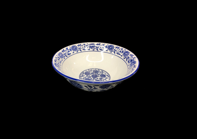 6-1/2'' Ceramic Blue & White Bowl | White Stone