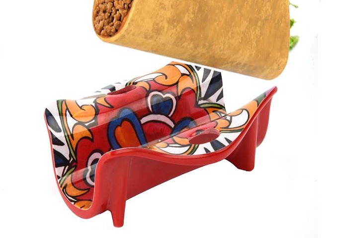 Single Taco Holder, Red | White Stone