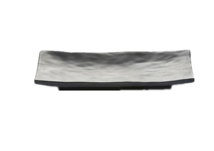 15'' X 4-1/2'' Black Rectangular Melamine | White Stone