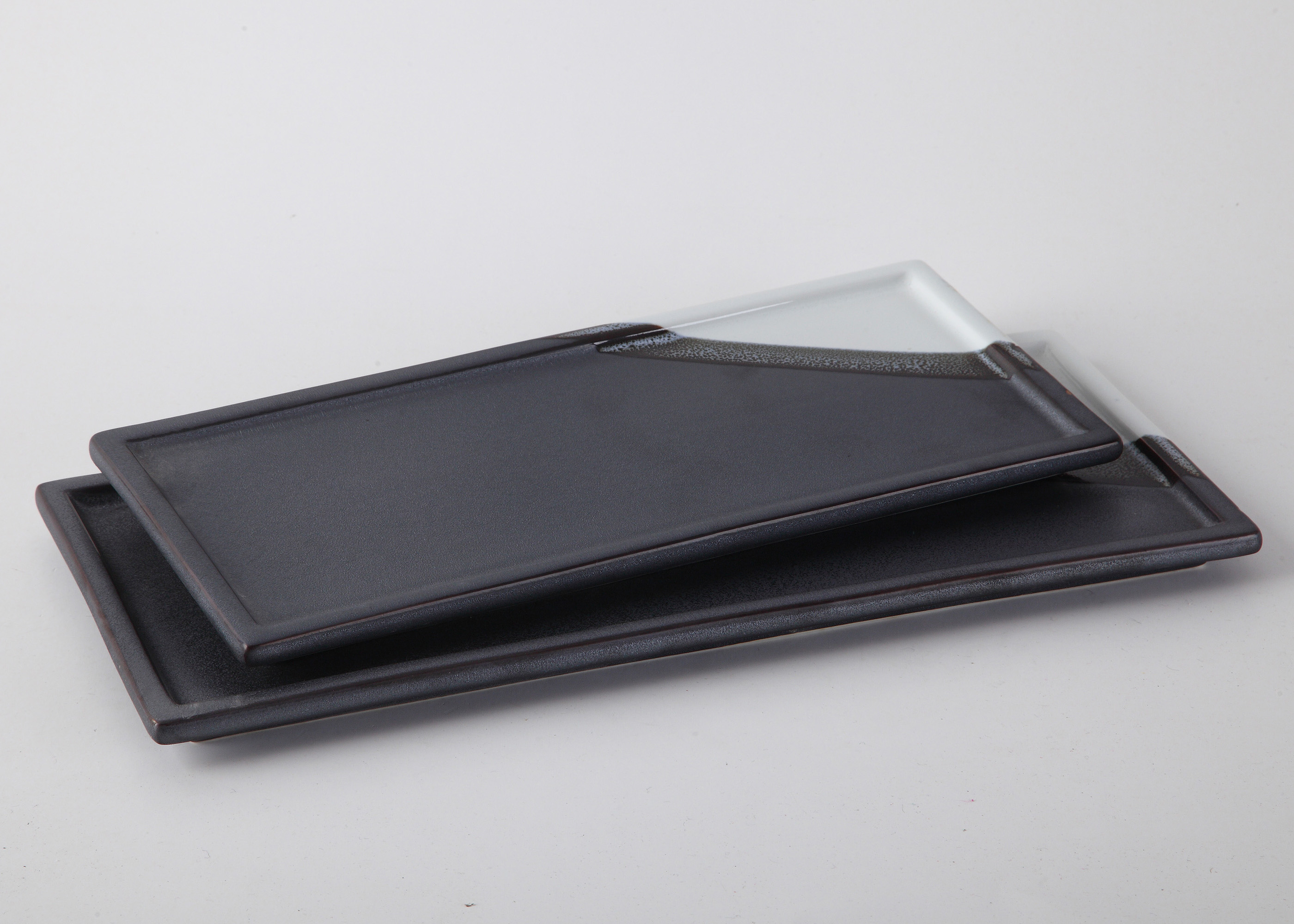 14'' RECT PLATE, CERAMIC BKW, 1pcs | White Stone