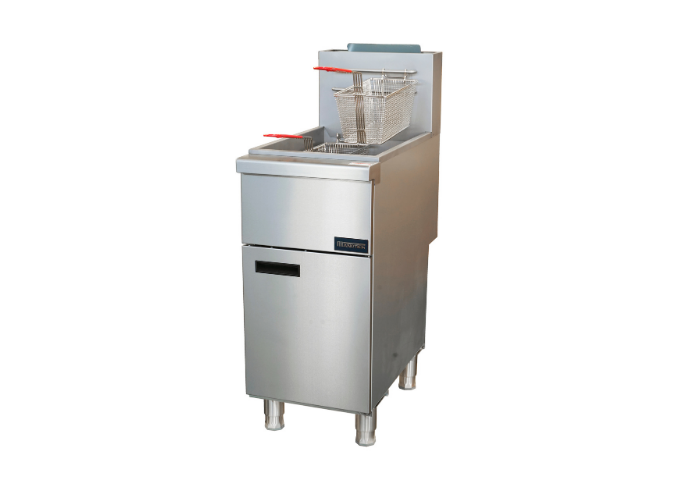 Manotick MT-F4-NG Gas 40-55 lb. Stainless Steel Floor Fryer-120,000 BTU | White Stone