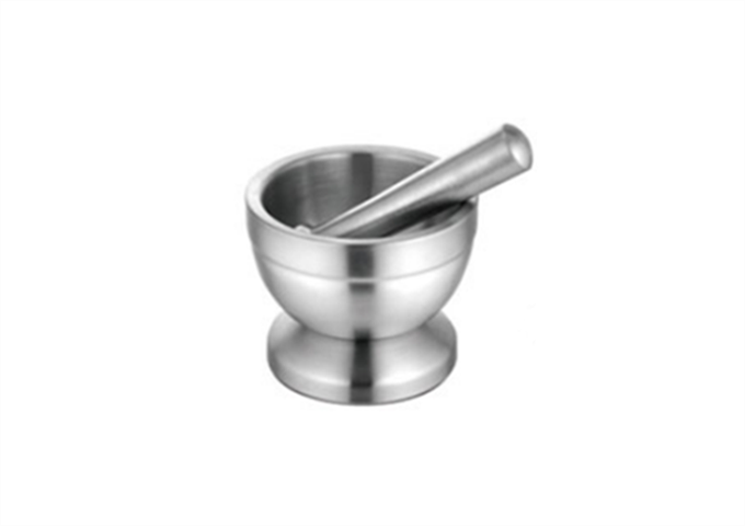 4-1/2'' X 3-3/4'' Mortar & Pestle, Stainless Steel | White Stone