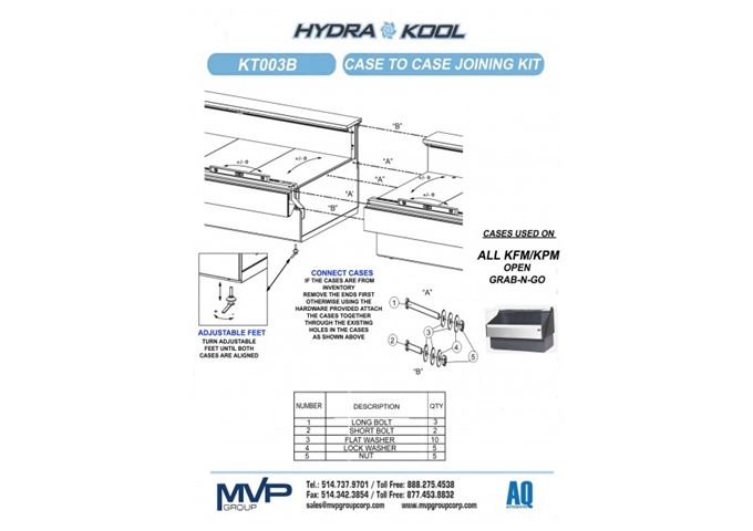 KT003B Case to Case Joining Kit - Open Front KPM/KFM | White Stone