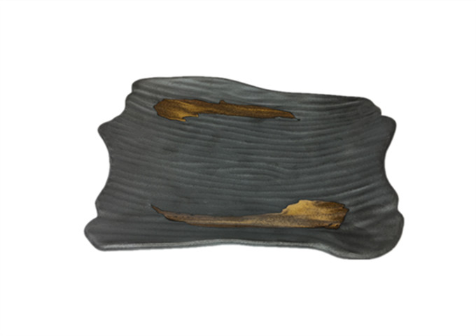 8'' Ceramic Grey Three Feet Plate | White Stone