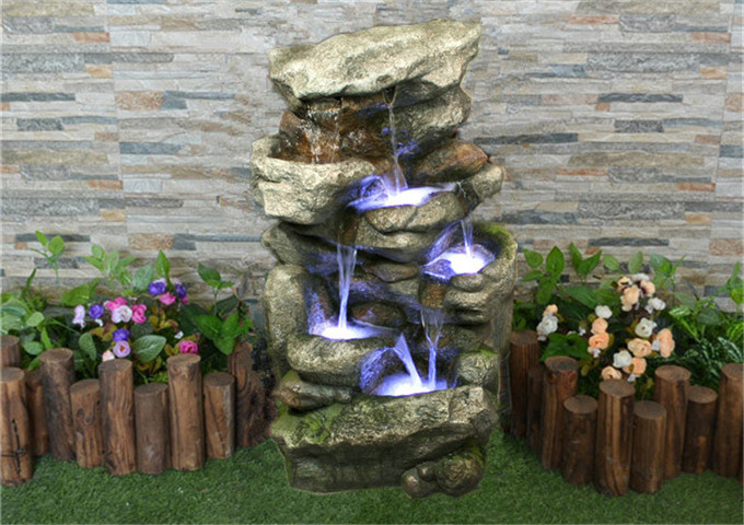 Poly-Resin Rainfall Water Fountain | White Stone