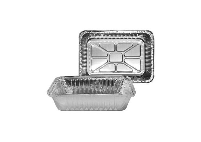 Oblong Aluminum Containers - 22 x 16 x 4.5cm - 2.25 lbs - 13.8 g - 1000/Case | White Stone