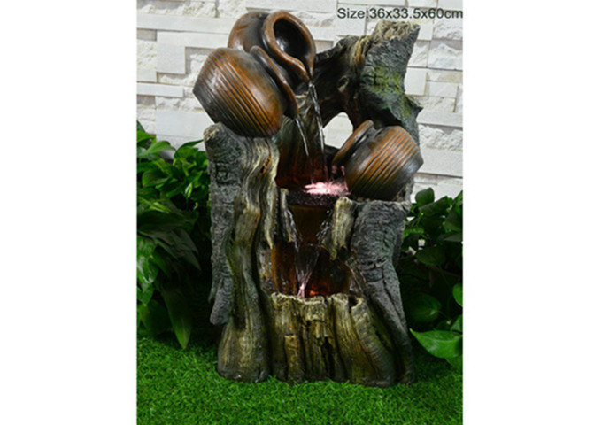 Resin Multi Pots Water Fountain | White Stone