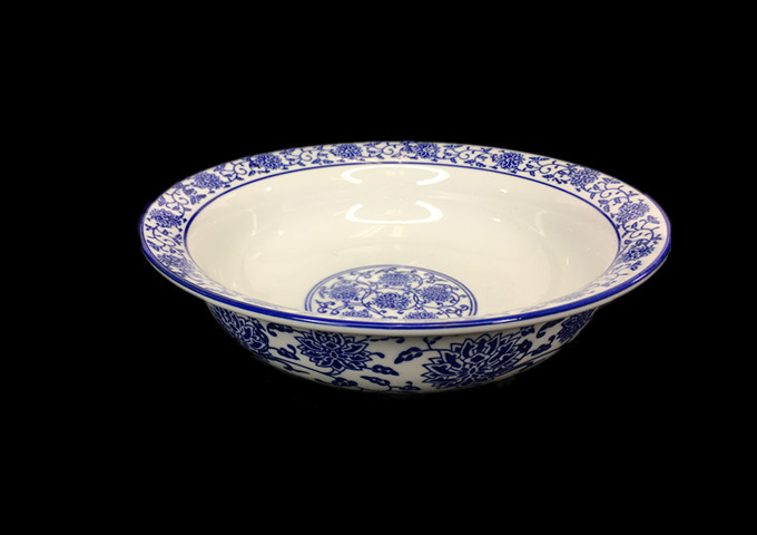 9-1/2'' Ceramic Blue & White Soup Bowl | White Stone