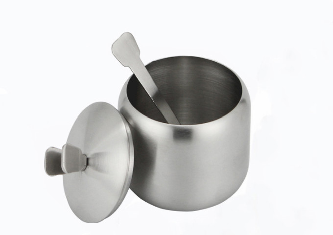 Sugar Container Stainless Steel | White Stone