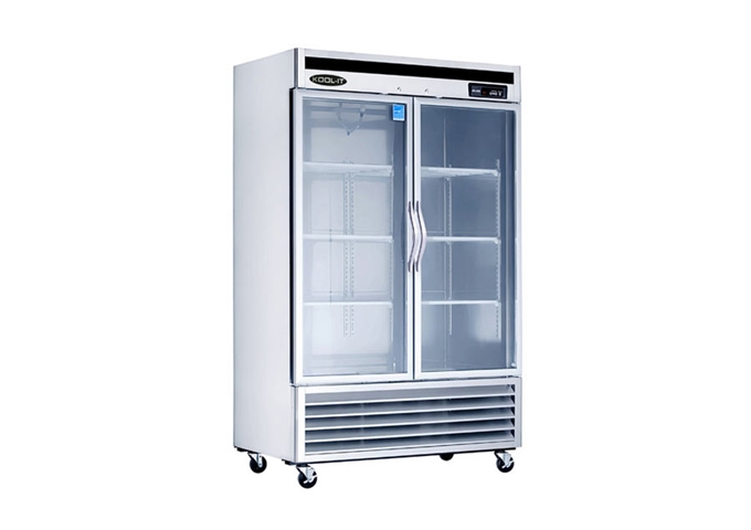 KBSR-2G Double Glass Door Refrigerator Bottom Mount | White Stone