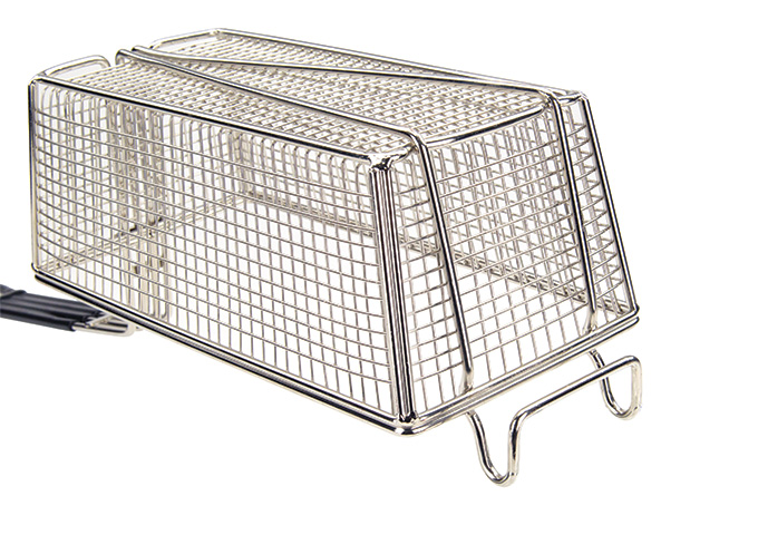 Fry Basket, 13-1/4" x 6-1/2" x 5-7/8", 10" Green Hdl | White Stone