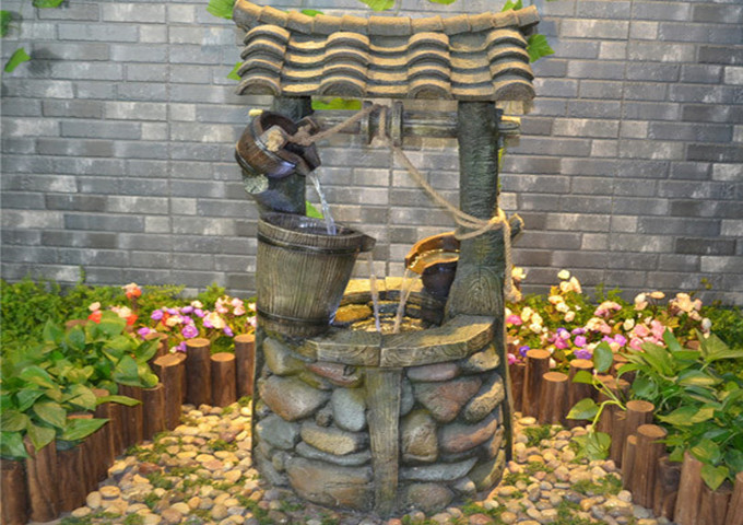 Poly- Resin Water Fountain,  Indoor, Outdoor | White Stone