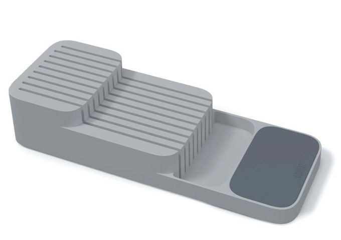 DrawerStore™ 2-Tier Compact Knife Organizer | White Stone