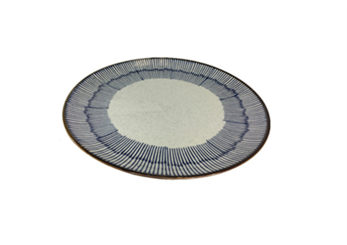 10'' Ceramic Round Plate, Blue Rain | White Stone