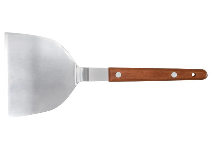 4-1/4" X 3-1/2", Teppanyaki Turner Full Tang, Stainless Steel Blade, Wooden Handle | White Stone