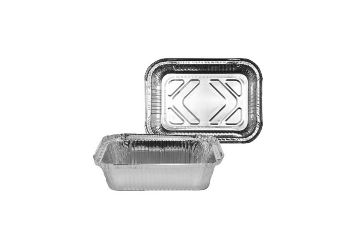Oblong Aluminum Containers - 18cm x 13.5cm x 4.5cm - 1.5 lbs - 10 g - 1000/Case | White Stone