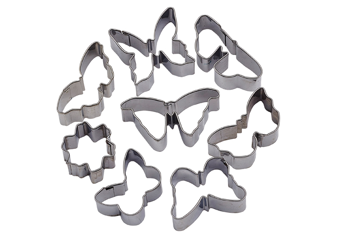 Cookie Cutter Set, Butterflies, 8 Pieces, Stainless Steel | White Stone
