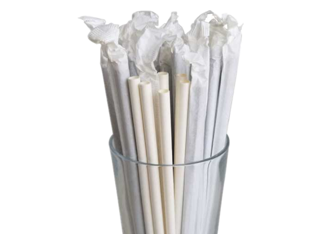 7.75'' Jumbo White Ppaer Straw, Wrapped, 6mm, 200 pieces/bag | White Stone