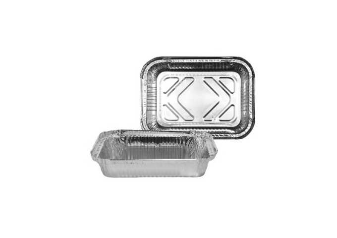 Shallow Oblong Aluminum Containers - 19.8 x 14 x 3.1cm - 1.5 lbs - 11.3 g - 1000/Case | White Stone