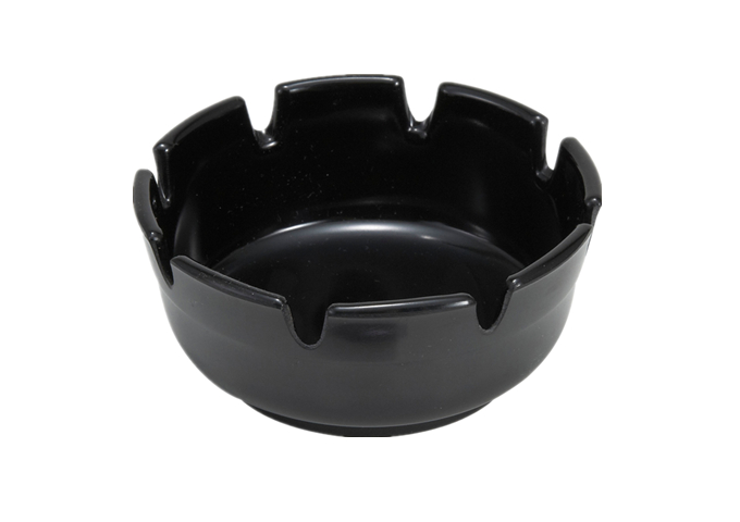 Ashtray, 4"Dia, Black, Plastic, 1 DOZEN | White Stone