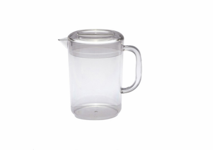 2 L PC PITCHER W/LID，5'' ROUND *9''HIGH | White Stone