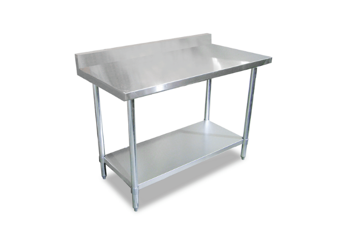 30" x 72" 18-Gauge Stainless Steel Commercial Work Table with 4" Backsplash and Undershelf | White Stone