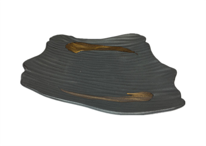 10'' Ceramic Grey Three Feet Plate | White Stone