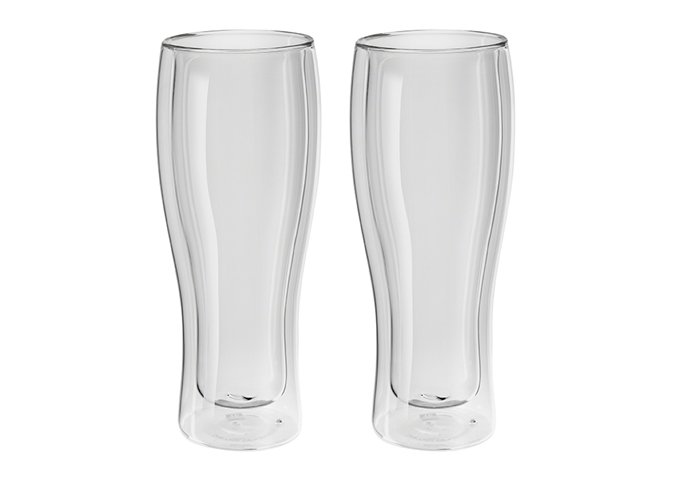Sorrento Double Wall Beer Glass Set – 2 Piece Set | White Stone