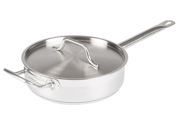 10.5", Stainless Steel, Long Handle, W / Lid, Saucepan | White Stone