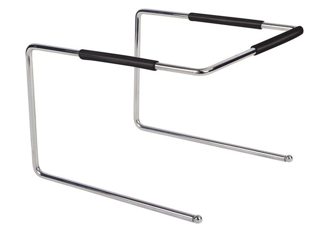 Pizza Tray Stand, Chrome plated Steel | White Stone