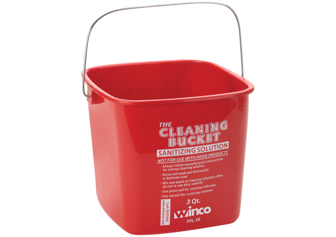 3qt Cleaning Bucket, Red Sanitizing Solution | White Stone
