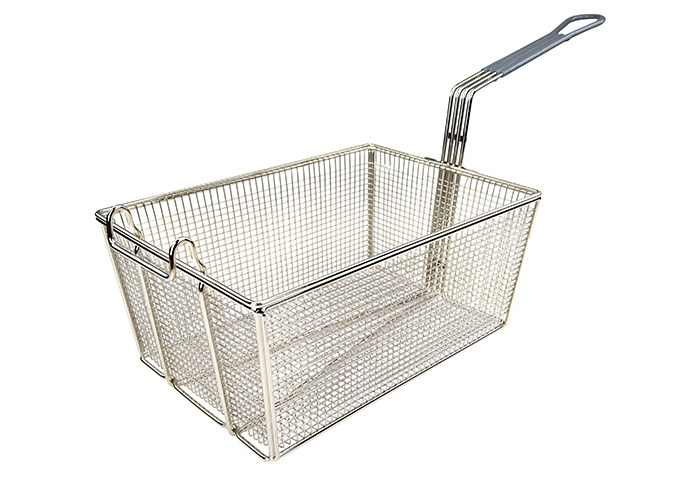 Fry Basket, 13-1/4" x 6-1/2" x 5-7/8", 10" Green Hdl | White Stone