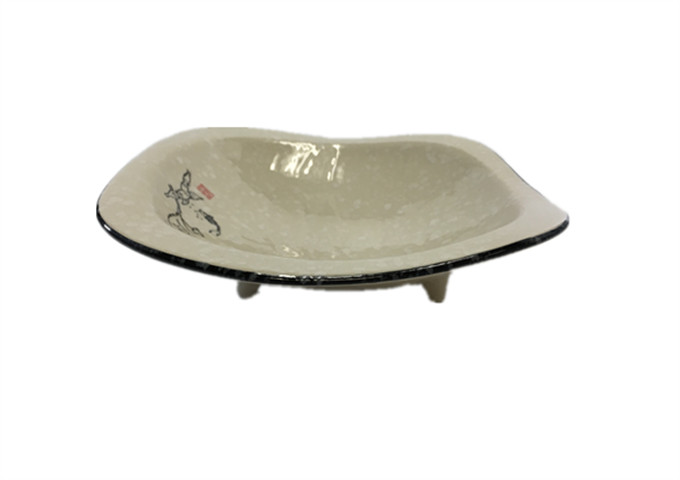 7-3/4'' X 7-1/2'' Ceramic Bowl, 4 Feet | White Stone