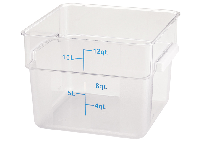 PC Square Storage Container, 12QT, Clear | White Stone