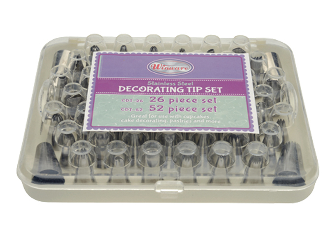 Cake Decorating Set, 26 Tips, S/S | White Stone