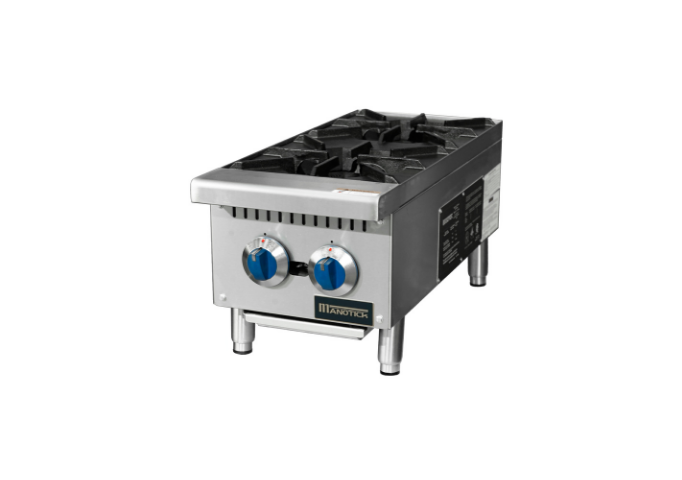 Manotick MT-HP12-M 12'' 2 Burner Gas Hot Plate-50,000 BTU | White Stone