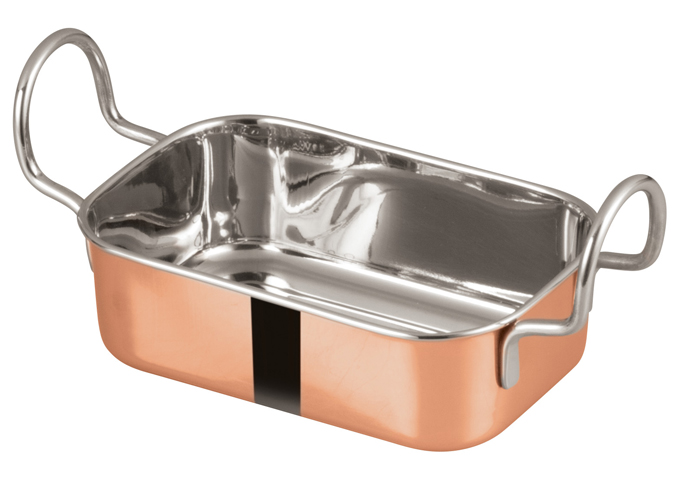 5-3/16"Sq Mini Kadai Bowl, Copper Plated | White Stone