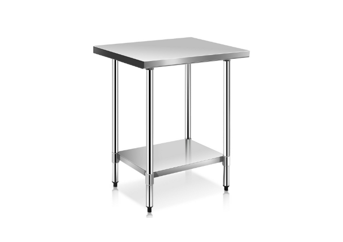24" x 96" 18-Gauge Stainless Steel Commercial Work Table with Galvanized Legs and Undershelf | White Stone