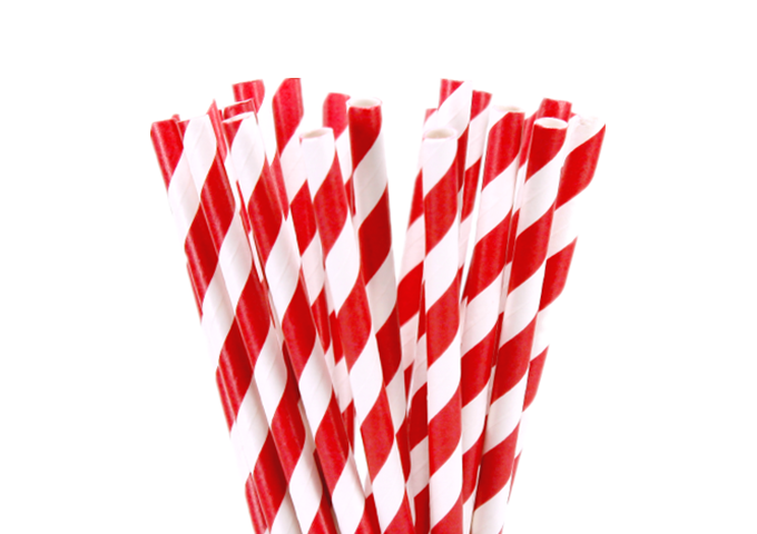7.75'' Jumbo Red Striped Paper Straw, 6mm, 200 pieces/bag | White Stone